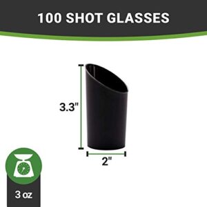 Restaurantware 3 Ounce Shot Glasses 100 Round Incline Cups - With Black Finish Disposable Plastic Shot Glasses For Serving Samples At Wedding Banquets And Catered Events