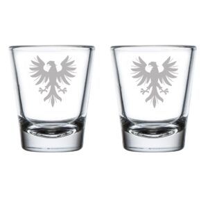 set of 2 shot glasses 1.75oz shot glass tribal phoenix eagle bird