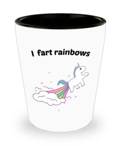 unicorn farting shot glasses - i fart rainbows - novelty birthday gift idea