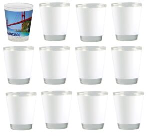 12 pieces blank sublimation shot glasses 1.5 ounces white patch heat thermal transfer dye craft tequila