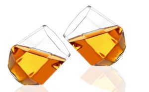 the diamond glassware diamond whiskey glasses - handmade drink holder for liquor, scotch and bourbon - elegant, light, durable - barware gift for birthday, anniversary and father’s day - set of 2