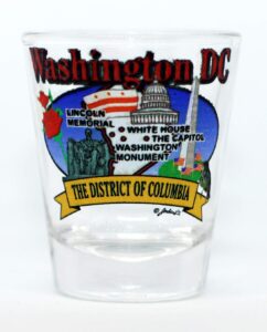 washington dc state elements map shot glass