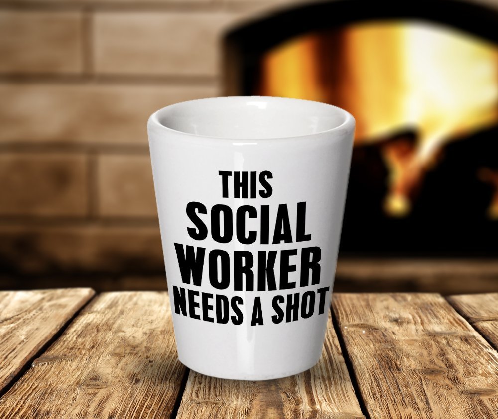 SpreadPassion Social Worker Gifts - This Social Worker Needs A Shot - Unique Ceramic Shot Glass (1)