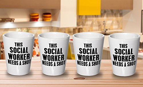 SpreadPassion Social Worker Gifts - This Social Worker Needs A Shot - Unique Ceramic Shot Glass (1)