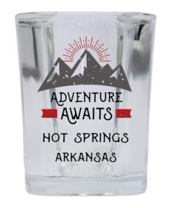 r and r imports hot springs arkansas souvenir 2 ounce square base liquor shot glass adventure awaits design