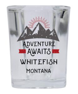 r and r imports whitefish montana souvenir 2 ounce square base liquor shot glass adventure awaits design