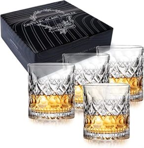 whiskey glasses, 10 oz old fashioned whiskytumblers set, drinking cups with gift box for bourbon & scoth & vodka, whiskey drinks etc, perfect for parties, bars, restaurants and families etc - 2 pieces