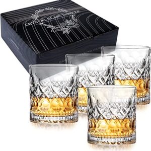 Whiskey Glasses, 10 Oz old fashioned WhiskyTumblers Set, drinking cups with Gift Box for Bourbon & Scoth & Vodka, Whiskey Drinks etc, Perfect for Parties, Bars, Restaurants and Families etc - 2 pieces