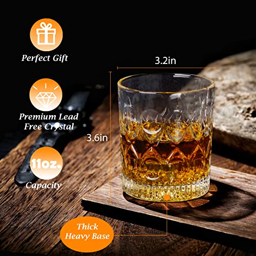 Whiskey Glasses, 10 Oz old fashioned WhiskyTumblers Set, drinking cups with Gift Box for Bourbon & Scoth & Vodka, Whiskey Drinks etc, Perfect for Parties, Bars, Restaurants and Families etc - 2 pieces