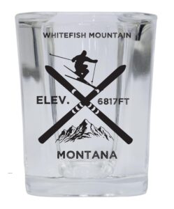 r and r imports whitefish mountain montana ski snowboard 2 ounce liquor shot glass square base
