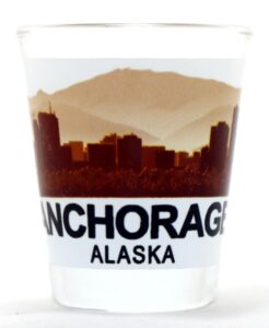 anchorage alaska sunset skyline shot glass
