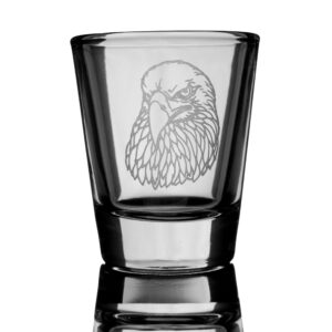2oz bald eagle detailed shot glass eagle head - wild life