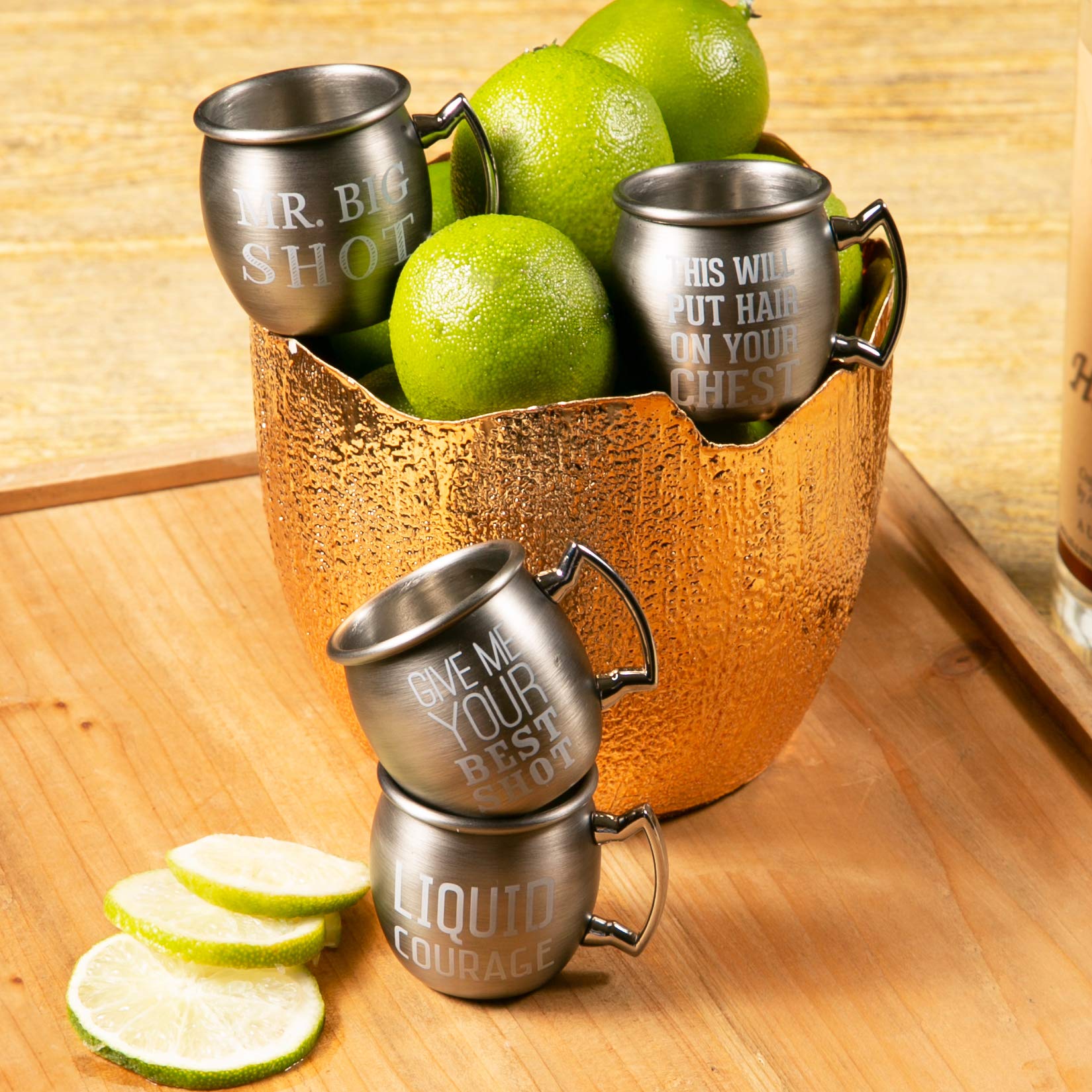 Pavilion Gift Company 2 Oz Silver Stainless Steel Moscow Mule Shot Glass Liquid Courage