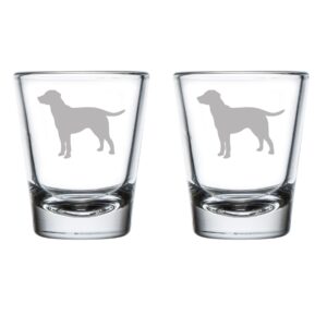 mip brand set of 2 shot glasses 1.75oz shot glass lab labrador retriever