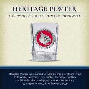 Heritage Pewter Louisville Square Shot Glass | Hand-Sculpted 1.5 Ounce Shot Glass | Intricately Crafted Metal Pewter Alma Mater Inlay