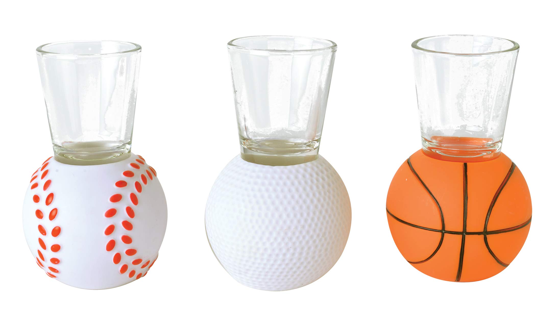 Perfect Life Ideas Light Up Shot Glasses Set - 3 Pcs Sports Ball Lighted Shot Glass Funny Drinking Glasses Bar Supplies Adult Party Favors