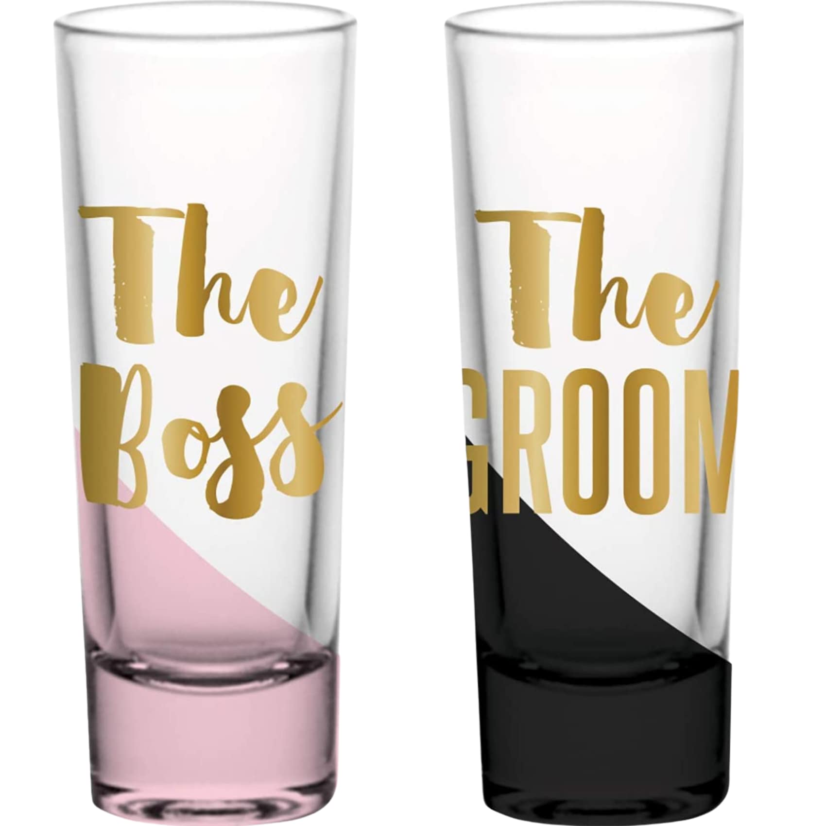 Engagement Shot Glass Sets for Couples and Gay Couples Toast, I Do Me Too and The Boss The Groom Shooters, Wedding and Engagement Gifts for Couples Newly Engaged, 2 Sets