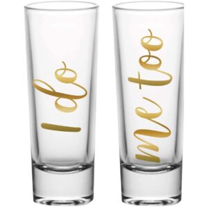 Engagement Shot Glass Sets for Couples and Gay Couples Toast, I Do Me Too and The Boss The Groom Shooters, Wedding and Engagement Gifts for Couples Newly Engaged, 2 Sets