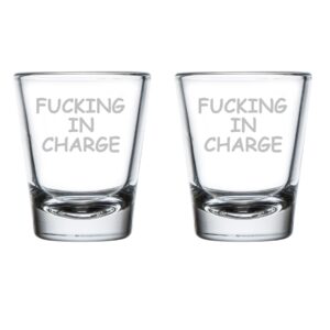 mip set of 2 shot glasses 1.75oz shot glass fcking in charge funny boss gift grad graduation supervisor manager