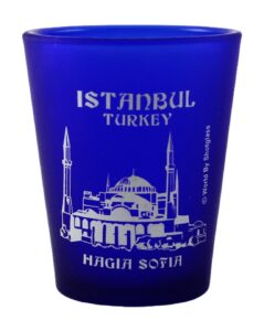 istanbul turkey hagia sofia cobalt blue frosted shot glass