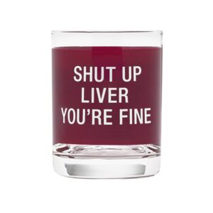about face designs hilarious say what collection - heavy base round rocks glass, 10-ounce, shut up liver