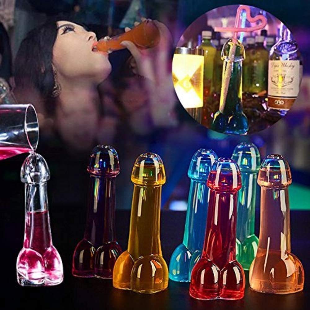 Bar Parties Glass Cocktail Cups, Funny Penis Cocktails Shot Cup Whisky Wine Sex Crystal Bottle Spirit Shot Glass for Bachelor Bachelorette Parties Gift Bottle