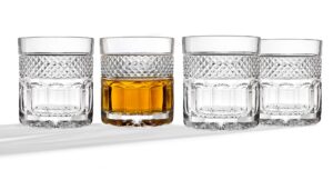 whiskey glasses tumbler bar glass set - drink glassware for wine, scotch, water, juice, beer and cocktails - 10oz, set of 4
