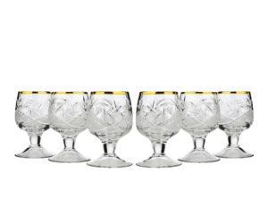 neman wg5290g-x, 1.7 oz. crystal cut sherry glasses with short stem, classic hand-made liqueur cordial glasses, vodka shot glasses, wedding gift drinkware, set of 6