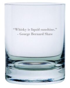 etched laser art whisky is liquid sunshine quote 11oz stolzle new york crystal rocks glass