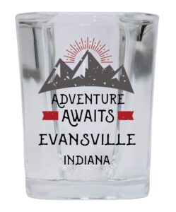 r and r imports evansville indiana souvenir 2 ounce square base liquor shot glass adventure awaits design