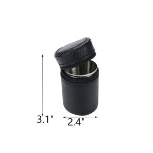 Wealrit 4 pcs 70ml Stainless Steel Shot Glasses with Case,Unbreakable Shot Glasses,Stainless Steel Shot Cups with 1 pcs Black Leather Case,2.5Oz