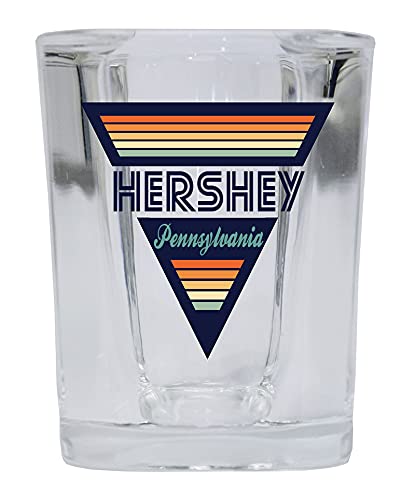 R and R Imports Hershey Pennsylvania 2 Ounce Square Base Liquor Shot Glass Retro Design