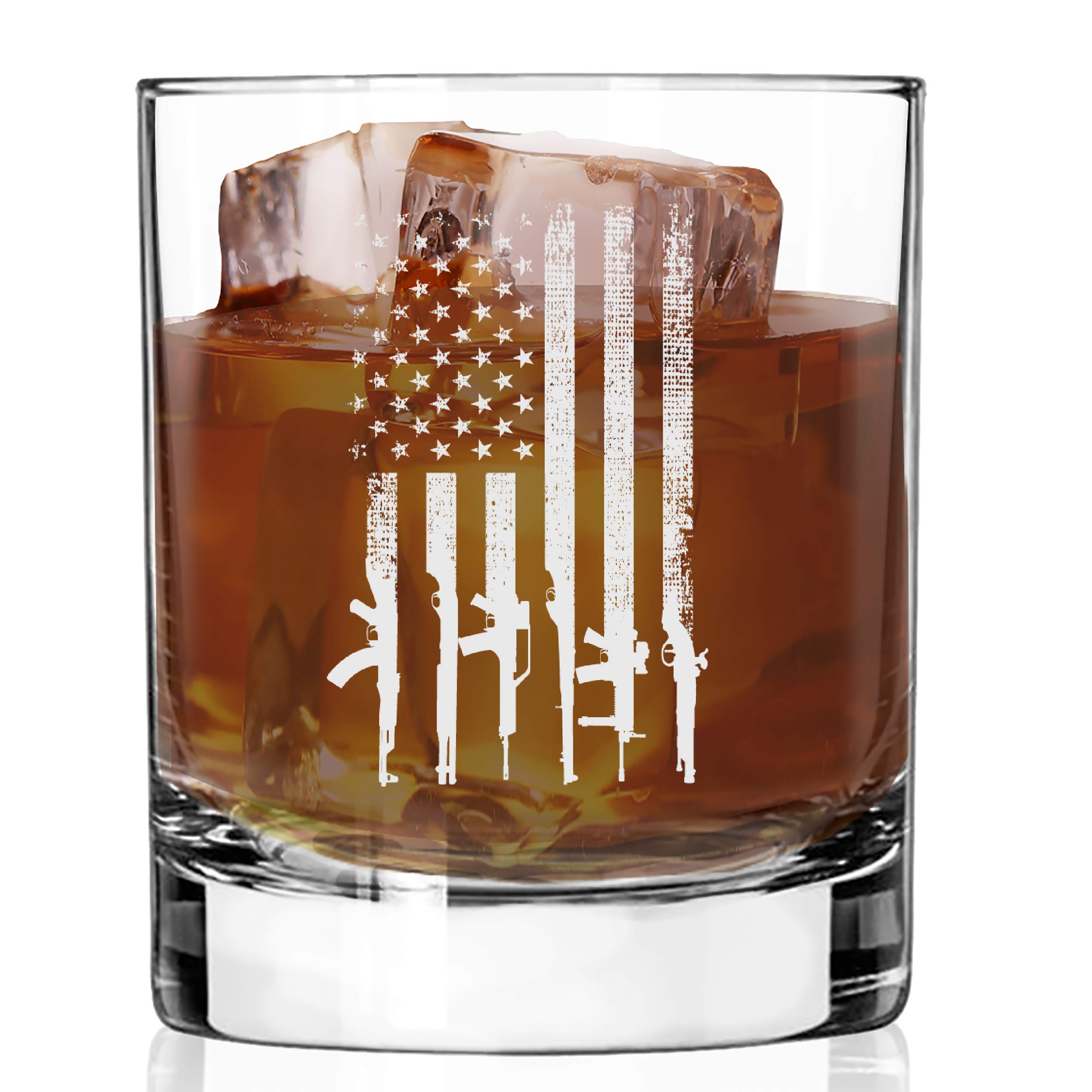 Lucky Shot - American Flag Style Whiskey Glass | American USA Patriotic Gift for Men | Old Fashioned Wine Glasses | Gifts for Home Decorations (11 oz)