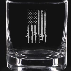 Lucky Shot - American Flag Style Whiskey Glass | American USA Patriotic Gift for Men | Old Fashioned Wine Glasses | Gifts for Home Decorations (11 oz)