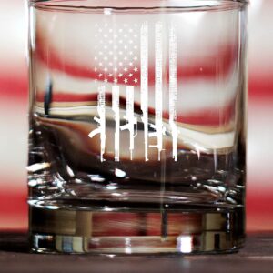 Lucky Shot - American Flag Style Whiskey Glass | American USA Patriotic Gift for Men | Old Fashioned Wine Glasses | Gifts for Home Decorations (11 oz)