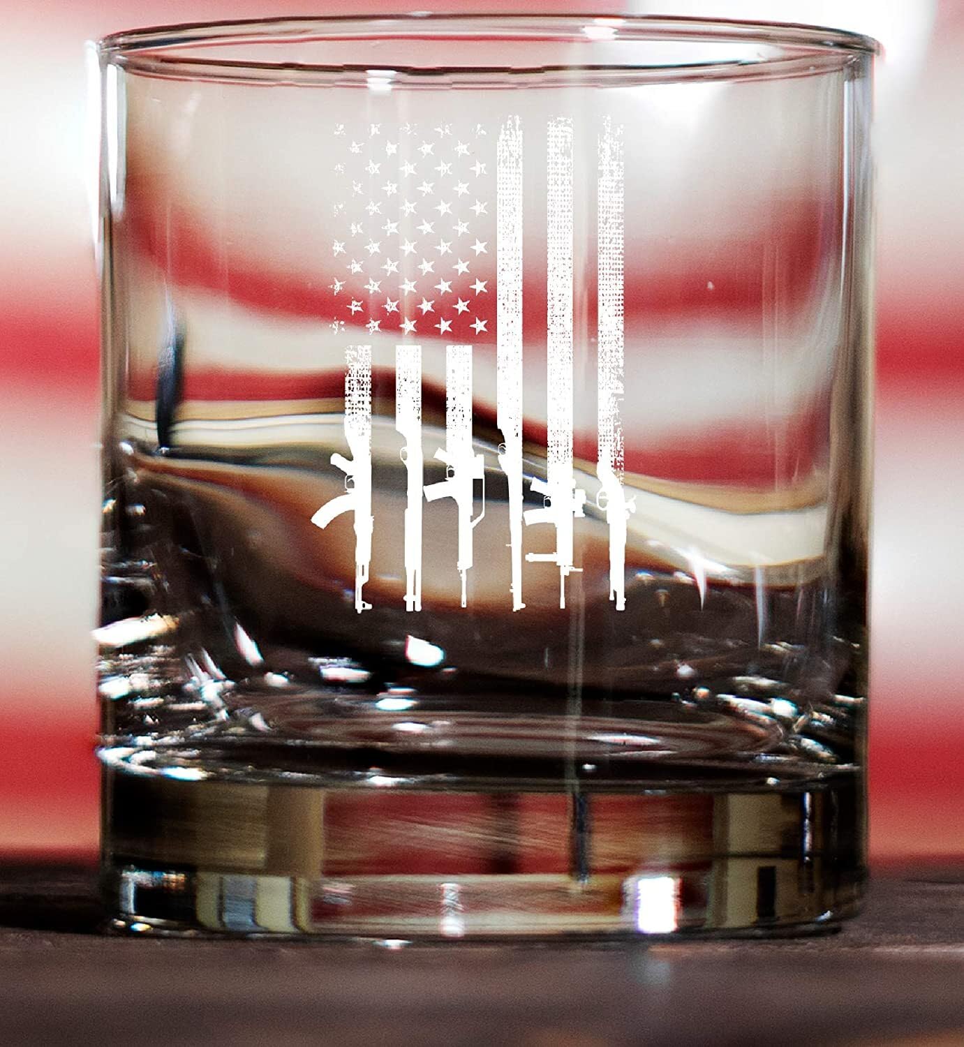 Lucky Shot - American Flag Style Whiskey Glass | American USA Patriotic Gift for Men | Old Fashioned Wine Glasses | Gifts for Home Decorations (11 oz)