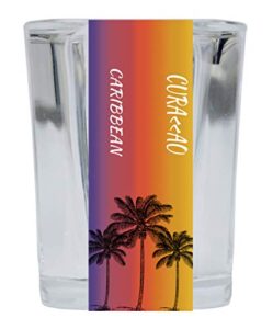 curaçao caribbean 2 ounce square shot glass palm tree design