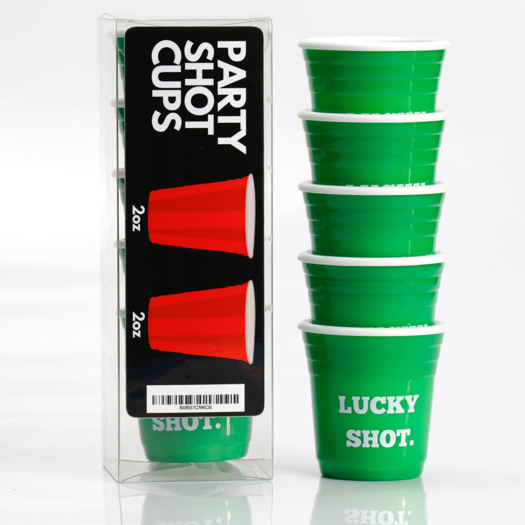 Tipsy Umbrella "LUCKY SHOT St. Patrick’s Party Favor Shot Glass Set - (Set of 5) Reusable Hard Plastic Party Cup Shot Glasses (Green)