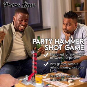 Primo Lines Hammer Shot Games for Adults - 1 Shot Glass and Hammer Shot Tower Bell, Gamble Guilt Free Party Game, Extraordinary Party Games for Adult, Perfect for Any Gatherings