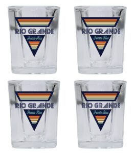 r and r imports rio grande puerto rico 2 ounce square base liquor shot glass retro design 4-pack