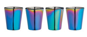 barcraft bcsgrbow4pc metallic rainbow iridescent shot glasses, 50 ml (2 fl oz), set of 4, 5 x 5 x 6 cm