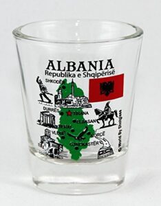 albania landmarks and icons collage shot glass