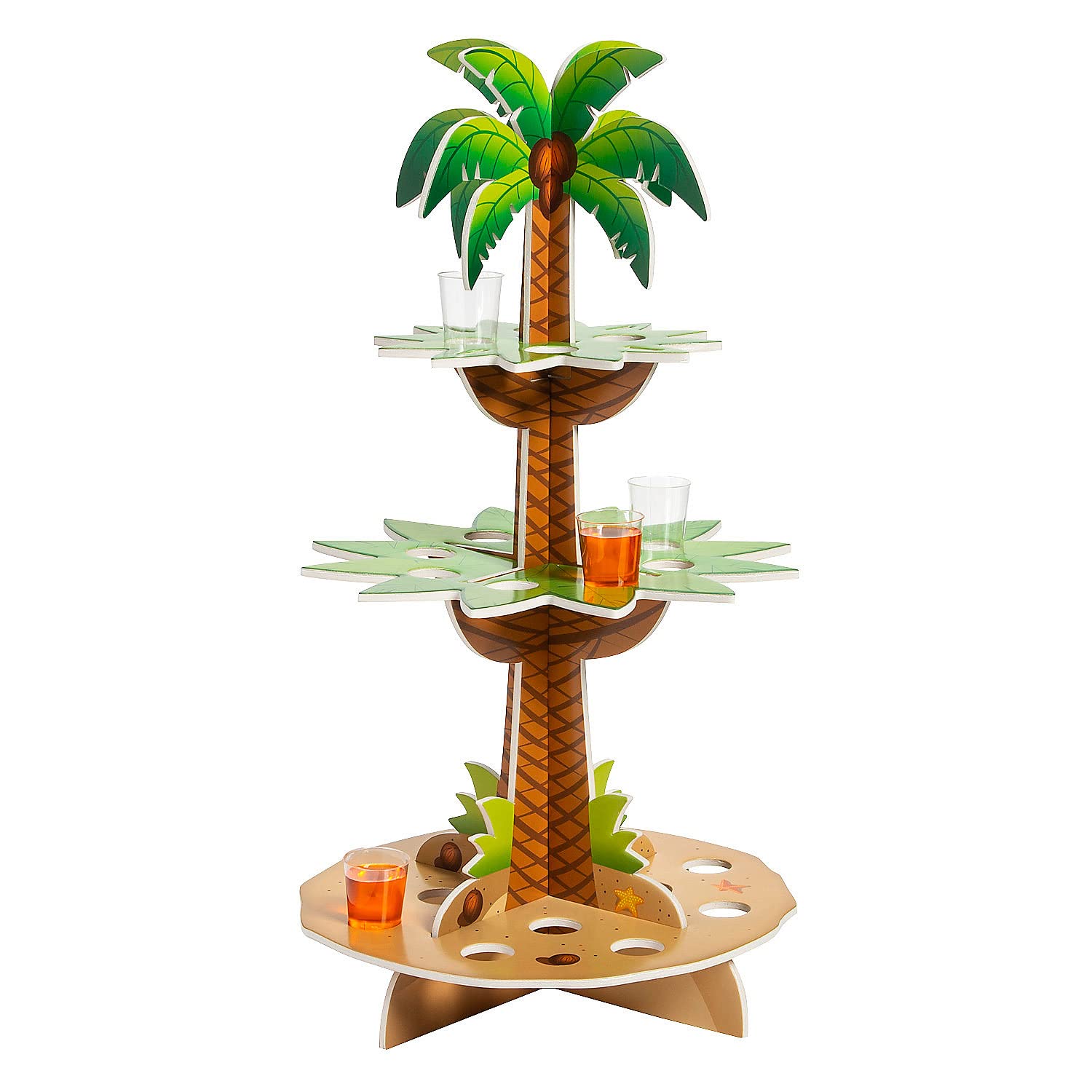 Fun Express Palm Tree Shot Glass Stand with Shot Glasses - 25 Pieces