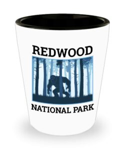 redwood national park shot glass sasquatch bigfoot camping gift idea