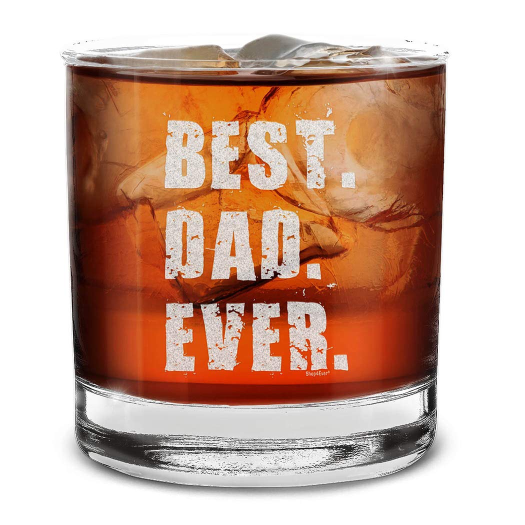 shop4ever® Best. Dad. Ever Engraved Whiskey Glass Gift for Dad