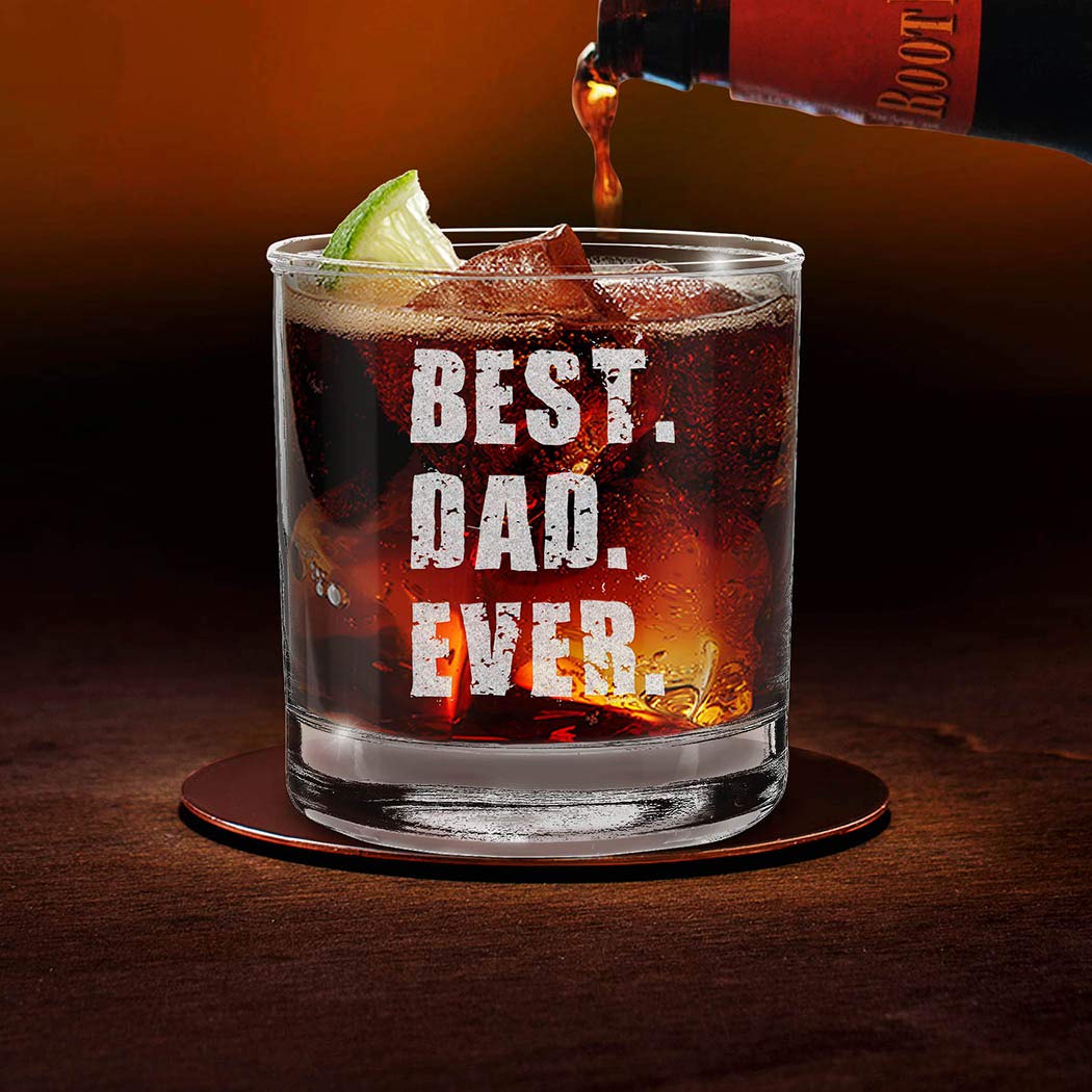 shop4ever® Best. Dad. Ever Engraved Whiskey Glass Gift for Dad