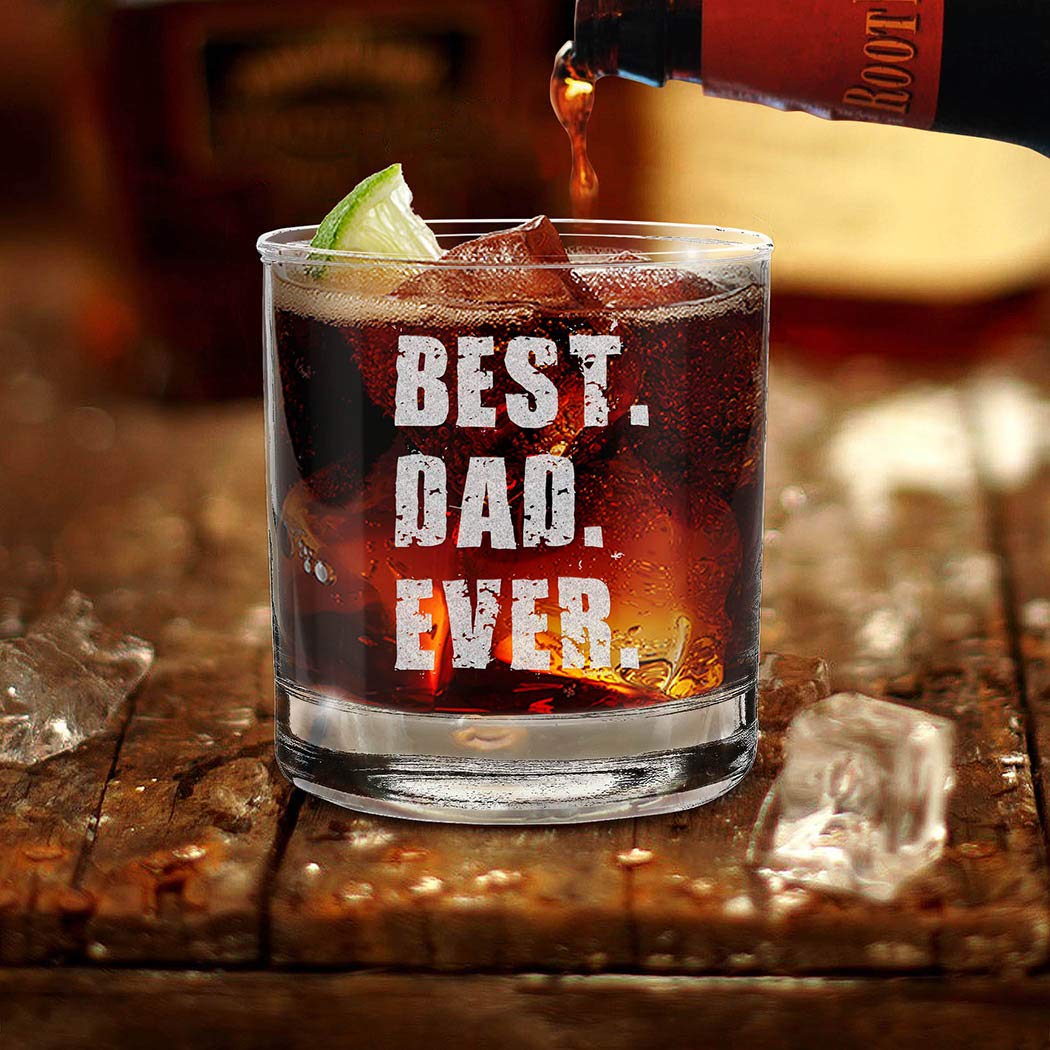 shop4ever® Best. Dad. Ever Engraved Whiskey Glass Gift for Dad