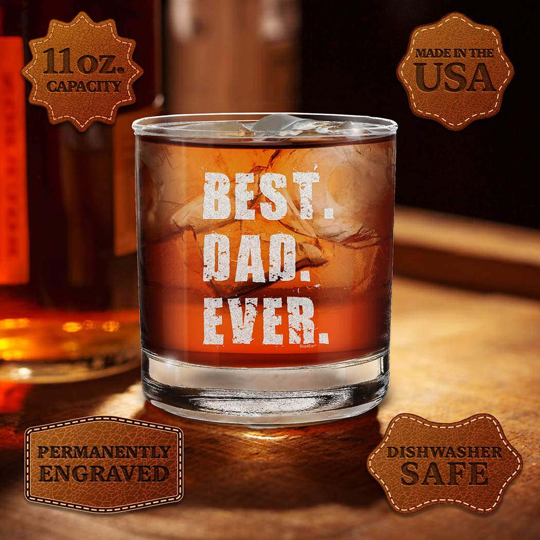 shop4ever® Best. Dad. Ever Engraved Whiskey Glass Gift for Dad