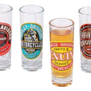 Harley-Davidson Label Shooter Set, Tall Shot Glasses w/Custom H-D Graphics