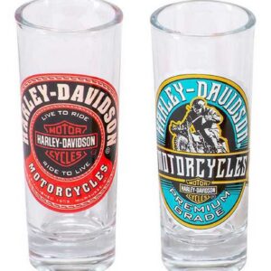 Harley-Davidson Label Shooter Set, Tall Shot Glasses w/Custom H-D Graphics